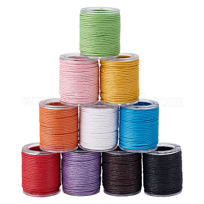 10 рулон 10-х цветного вощеного нейлонового шнура DIY-WH0656-17B-1