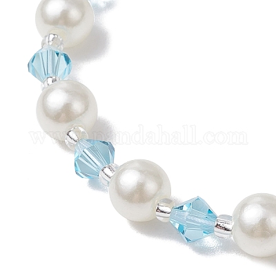 2шт 2 цвета АБС пластик имитация жемчуга круглые бусины браслеты для женщин BJEW-JB11632-1