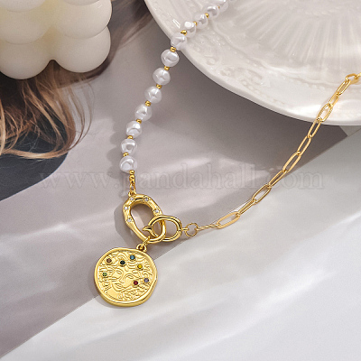 Элегантные ожерелья с подвесками из латуни и ракушечного жемчуга для женщин DM0082-2-1