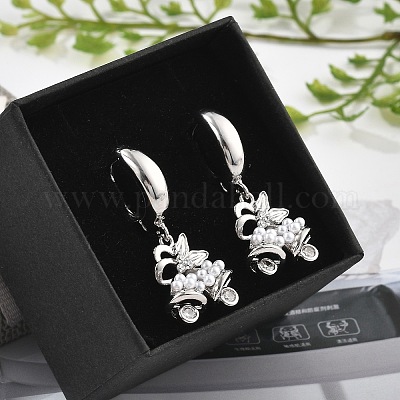 Латунные серьги-кольца из прозрачного кубического циркония EJEW-R016-06P-1