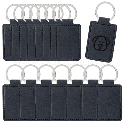 16 porte-clés rectangulaire en cuir PU&nbsp;KEYC-DC0001-45A-1