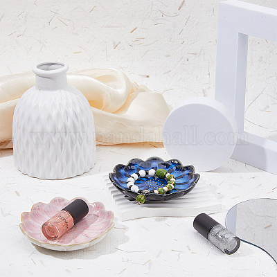 2 шт. 2-х цветная фламбированная глазурованная пластина в форме лотоса для колец AJEW-DC0001-38-1