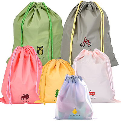 6 шт. 3 размера 2 цвета полиэтиленовые водонепроницаемые мешки для хранения с завязками ABAG-CN0001-47-1