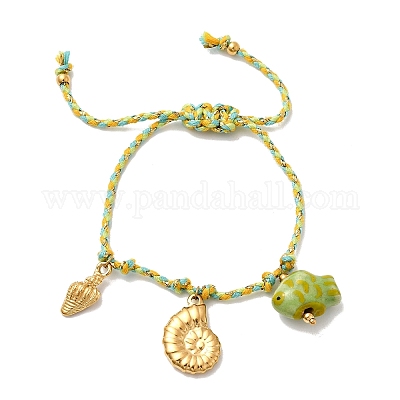 Браслеты с подвесками в форме ракушки из нержавеющей стали 304 BJEW-K237-19G-1