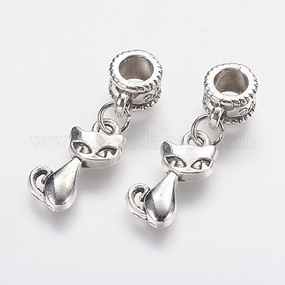 Котенок из сплава в тибетском стиле европейские подвески с подвесками PALLOY-F202-16AS-1