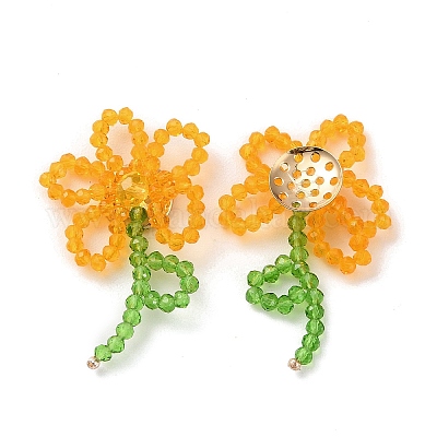 Плетенные кабошоны из стеклянных бусин ручной работы GLAA-C028-01D-1