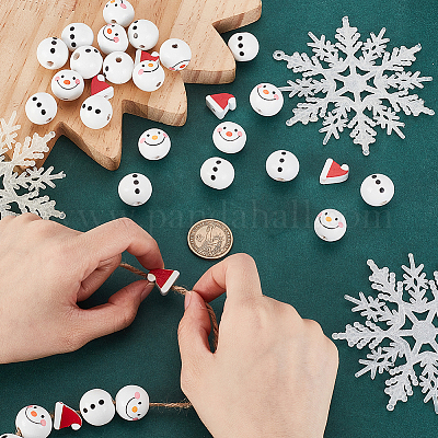 60 шт. 3 стиля рождественские тематические напечатанные деревянные европейские бусины WOOD-PH0003-21-1