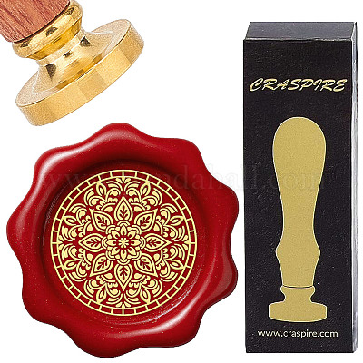 Латунные восковые печати с деревянной ручкой AJEW-WH0412-0210-1