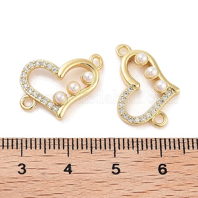 Покрытие стойки латунь микро паве прозрачный кубический цирконий соединительные звенья в форме сердца KK-Z064-44G-1