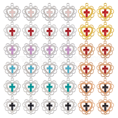 36шт 9 цвета сплава эмалевые подвески HEAR-PH0001-01-1