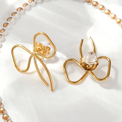 Серьги-гвоздики из нержавеющей стали 304 EJEW-G423-32F-G-1