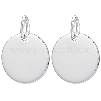 Плоская круглая заготовка 925 подвески из стерлингового серебра STER-BC0003-41A-P-1