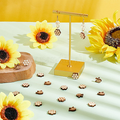 120 шт. 2 вида деревянных бусин с лазерной гравировкой WOOD-OC0003-50-1