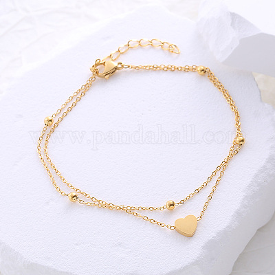 Пляжные браслеты из нержавеющей стали с подвеской в виде сердца PS4517-1