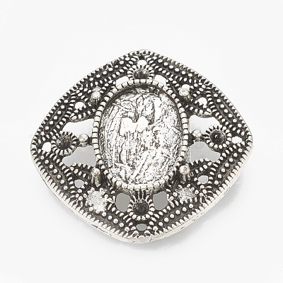 Тибетский стиль сплава шармы скольжения кабошон сеттинги TIBEB-R068-35AS-LF-1