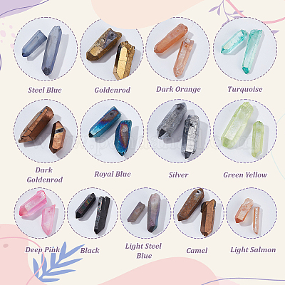 26 шт. 13-х цветные гальванизированные бусины из натурального кварцевого кристалла G-NB0005-91-1