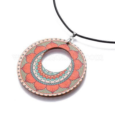 Деревянные подвесные ожерелья NJEW-JN02326-M-1