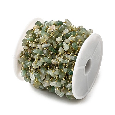 Цепочки из бисера с натуральным зеленым авантюрином ручной работы CHC-F020-10G-01-1