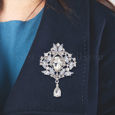 4 шт. 4 шт. брошь-булавка в виде цветка со стразами JEWB-AN0001-04-1