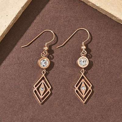 Серьги-подвески в форме ромба из нержавеющей стали 304 EJEW-Z129-12G-03-1