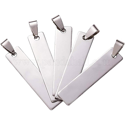 201 нержавеющая сталь прямоугольная штампованная пустая бирка подвеска STAS-BC0002-20P-1