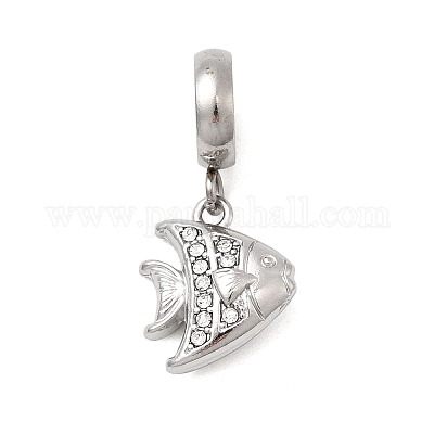 Подвески-шармы с морскими животными из нержавеющей стали 304 с кристаллами и стразами в европейском стиле STAS-D153-02A-P-1