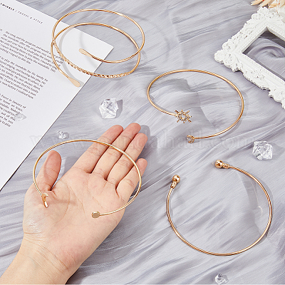 4шт. 4 стиля железный браслет с тремя петлями из проволоки BJEW-FI0001-19-1