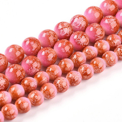 Выпечка окрашенные стеклянные бусины пряди DGLA-N008-10mm-01-1