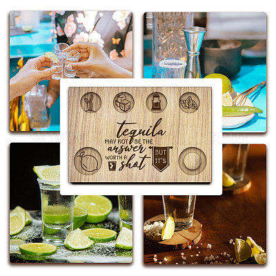 Деревянный поднос для рюмок AJEW-WH0422-011-1