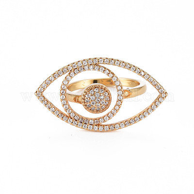 Кольца из латуни с микропаве RJEW-S044-156-NF-1