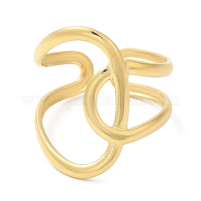 Открытое манжетное кольцо из нержавеющей стали 304 с обмоткой из проволоки для женщин RJEW-I098-02G-1