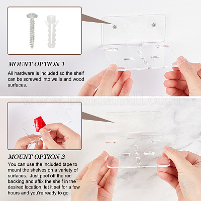 Акриловая настенная клейкая полка для камеры с железным винтом ODIS-WH0002-86B-1