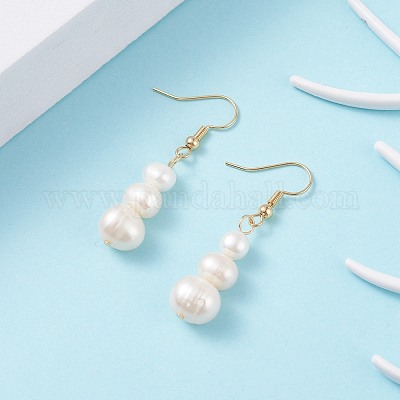 Серьги с подвесками из натуральных жемчужных бусин для женщин EJEW-JE04755-1