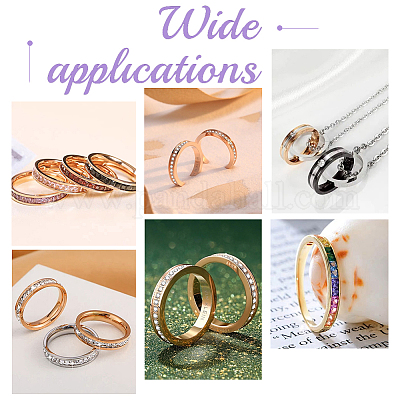 16 шт. 8 размера оправы для колец из нержавеющей стали с канавками RJEW-UN0002-76-1