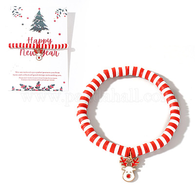 Элегантные рождественские браслеты ручной работы из полимерной глины heishi с бусинами MV9996-33-1