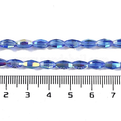 Стеклянные бусины с гальваническим покрытием  GLAA-Q101-03B-AB04-1