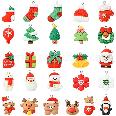 26шт 26 стиля рождественская тема непрозрачные подвески из смолы RESI-FS0001-74-1