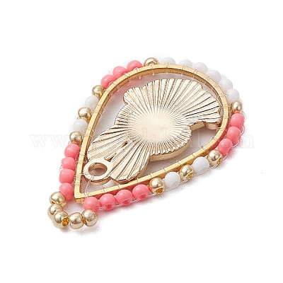 Пасхальная тематика стеклянные бусины каплевидной формы с подвесками в виде кроликов PALLOY-MZ00580-05-1