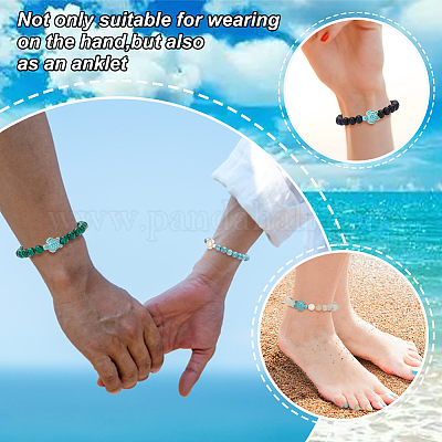 8шт. набор из 8-х цветных браслетов из бисера и смолы с черепаховым принтом BJEW-AN0001-16-1