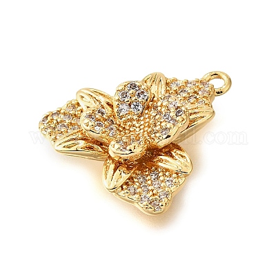 Латунные микропаве прозрачные подвески с фианитом KK-U065-02B-G-1