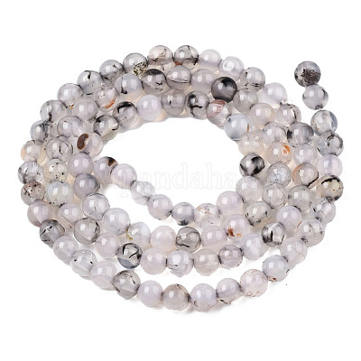 Круглый природных дракон вены агат бисер пряди G-S124-4mm-1