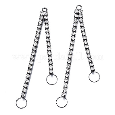 Цепочка из латуни с гальваническим покрытием и кристаллами и стразами с кольцом KK-N216-423-03B-1