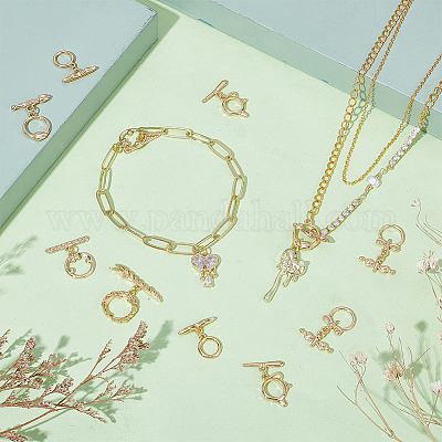 12 шт. 6-х стилевые латунные застежки-тоглы KK-PH0011-40G-1