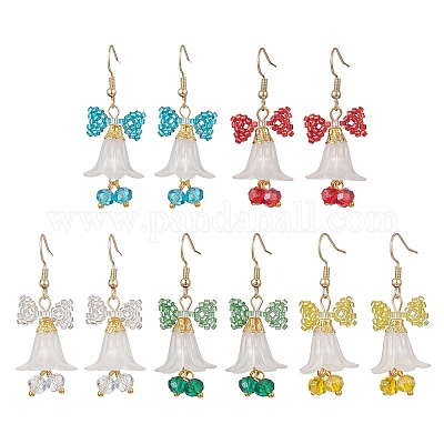 Серьги с подвесками из акрилового цветка EJEW-MZ00591-1