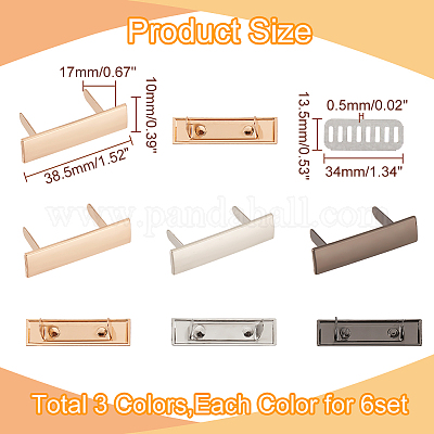 18 комплект 3-х цветных декоративных застежек из цинкового сплава для сумок&nbsp;FIND-WR0008-53-1