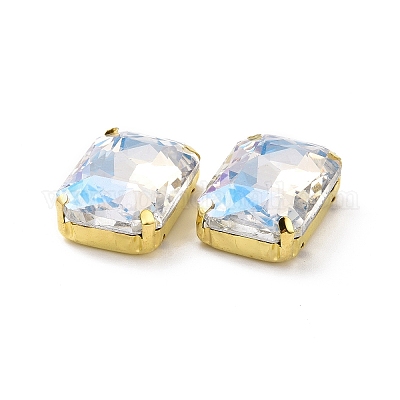 Прямоугольная форма восьмиугольника пришить стеклянные стразы X1-DIY-E062-01G-04-1