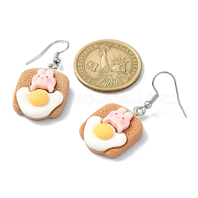 8 пара 8-х стильных серег с подвесками из кроличьей смолы EJEW-JE05670-1