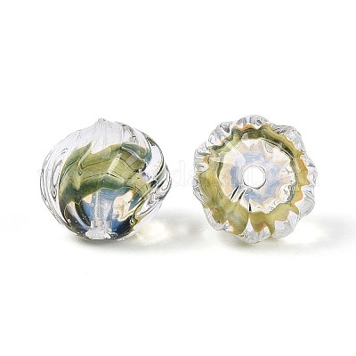 Фактурные внутренние бусины-лэмпворк ручной работы с цветком LAMP-T024-07C-1