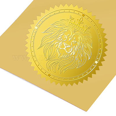 Wholesale BENECREAT 25PCS Lion Pattern Gold Foil Embossed Stickers 