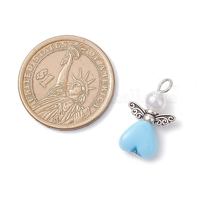 Подвески-ангелы из искусственного жемчуга из акрила и АБС-пластика PALLOY-JF04466-02-1